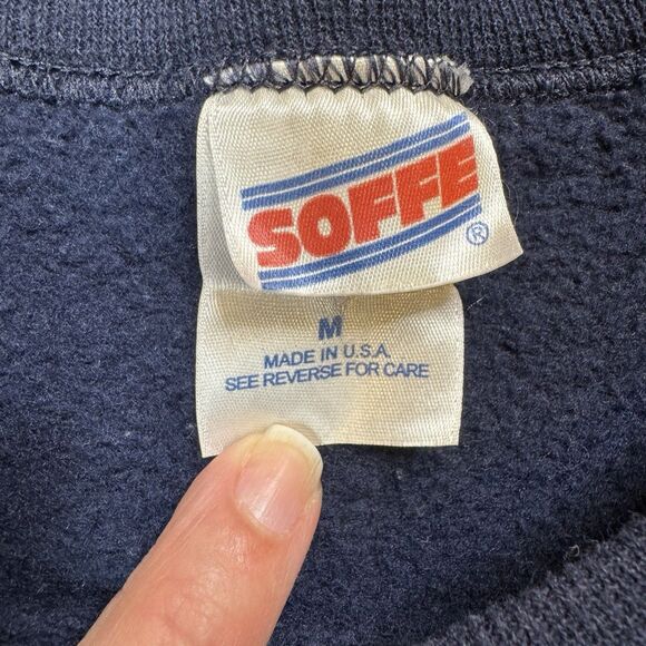 US Navy Men’s Sweatshirt M Blue Gold Logo Crewneck Pullover Made in USA Soffe - Picture 5 of 8